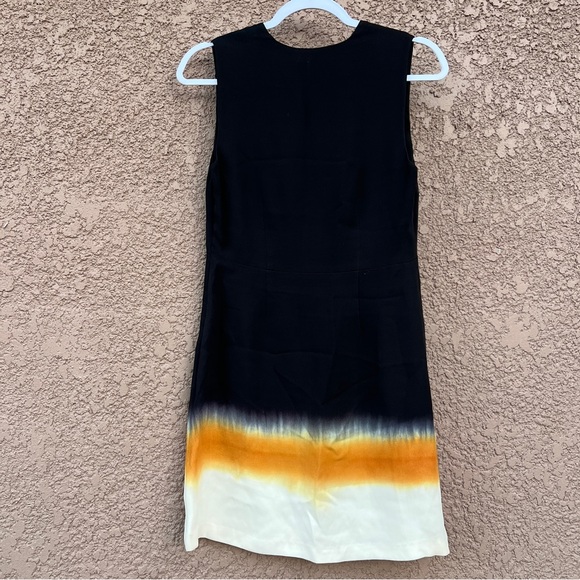 NWT ALC 100% Silk Deep V-Neck Mini Shift Women's Dress‎ 2 Black Orange Luxe Chic - Picture 4 of 11